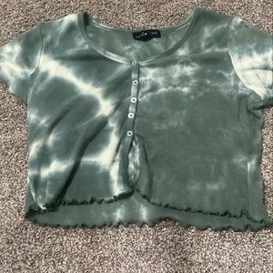 Green and whit crop top